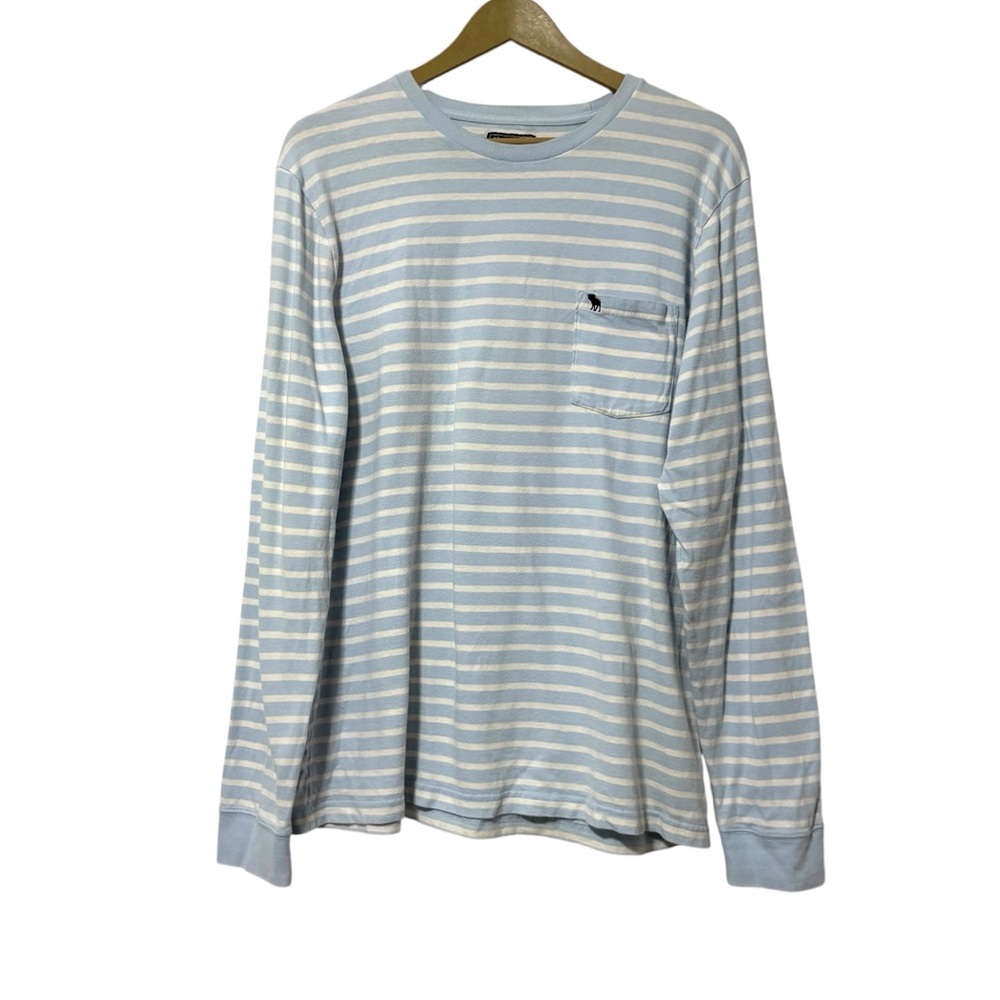 Vintage Abercrombie & Fitch Men’s XL Y2K Blue Striped Long Sleeve Shirt Preppy